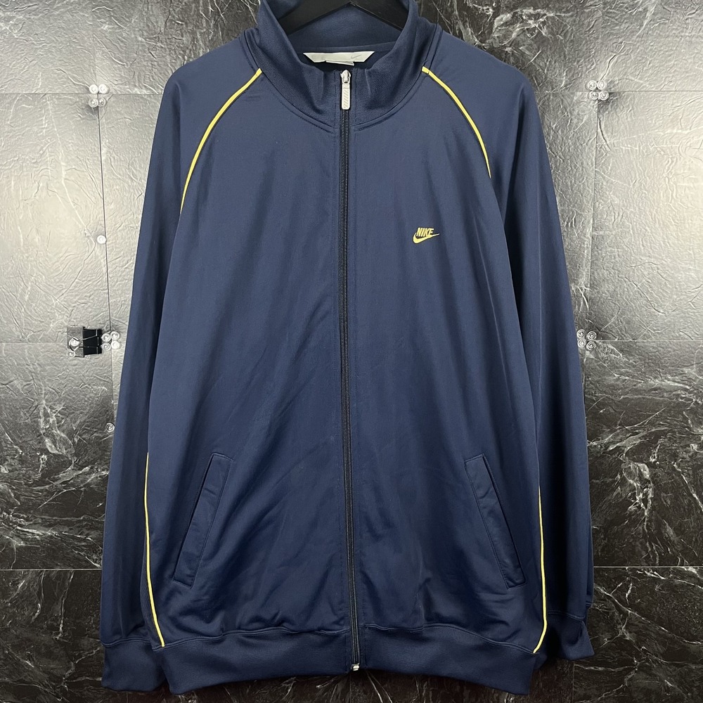 Nike Vtg Men's Navy Silver Striped Track Jacket XL